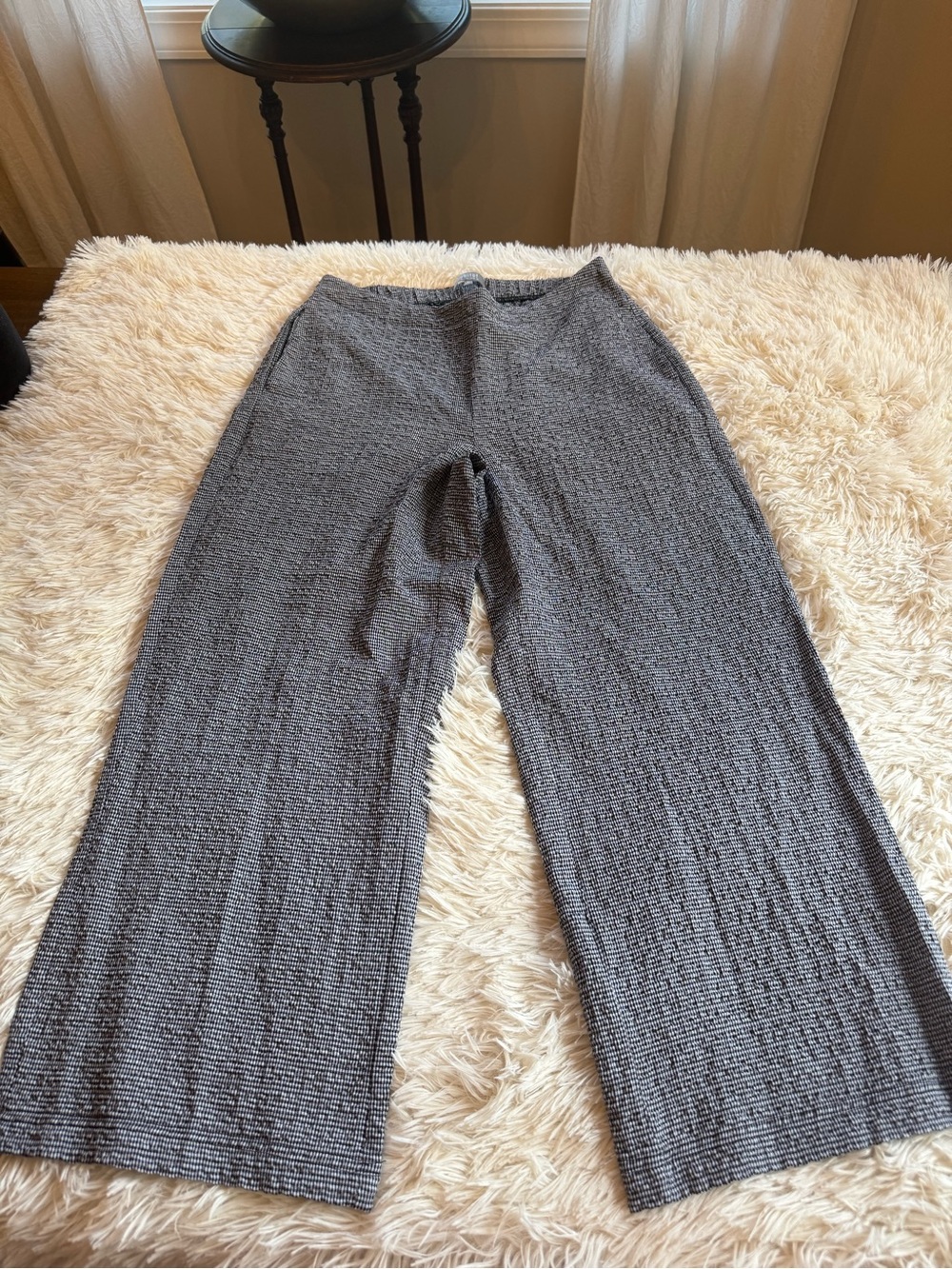 Habitat Wide-Leg Cropped Pants in Black/White Check - Picture 1 of 7